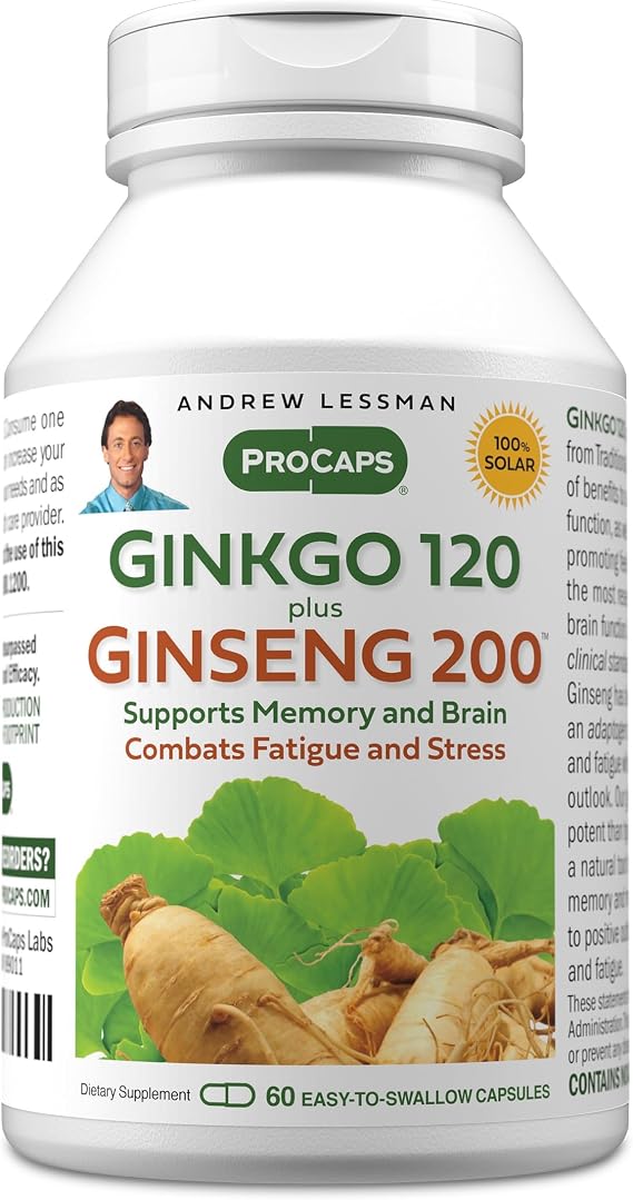 ANDREW LESSMAN ProCaps Ginkgo 120 Plus Ginseng 200 mg, 60 Capsules