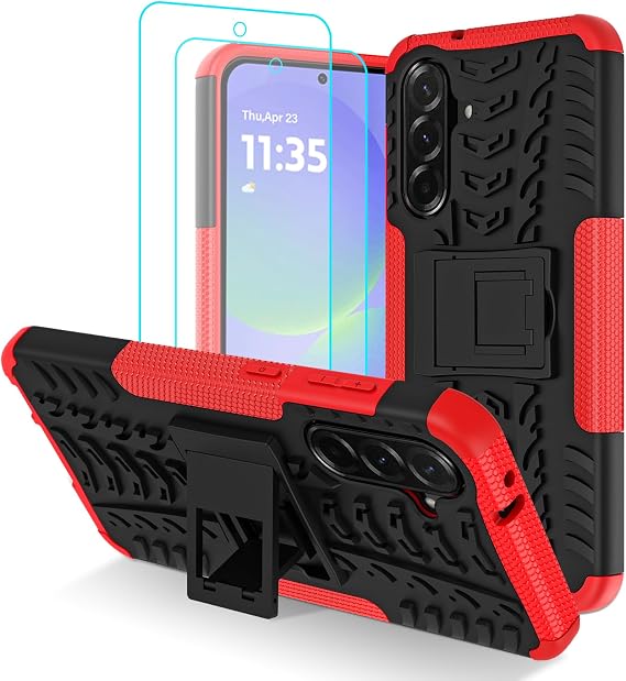 for Samsung Galaxy A36 5G Case with 2 Pack Screen Protector Red