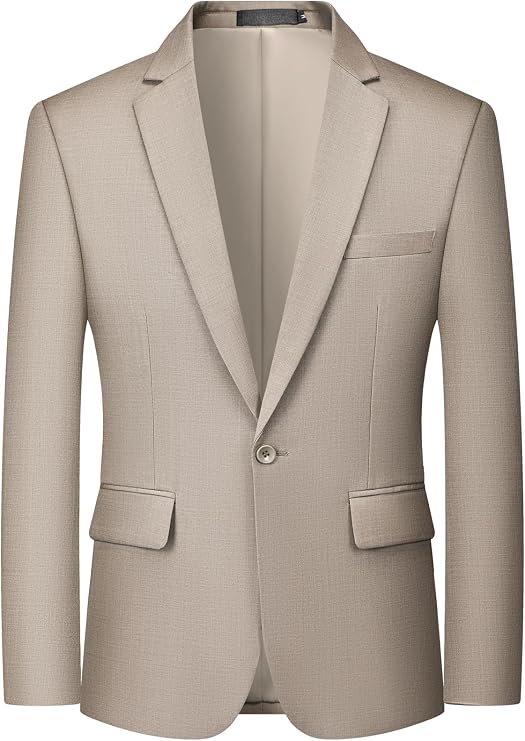 MAGE MALE Men's One Button Suit Jacket Elegant Solid Color Blazers Slim Fit Lightweight Sport Coats Blazer