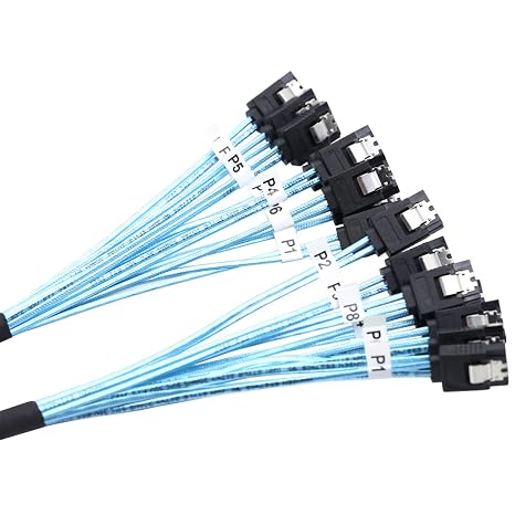 Pack of 8 SataSAS Cable SATAIII Cable Set Fast Speed Data Transfer for Drives