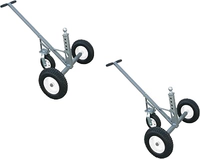 Tow Tuff Adjustable Solid Steel 800 lb Capacity Trailer Dolly wCaster 2 Pack