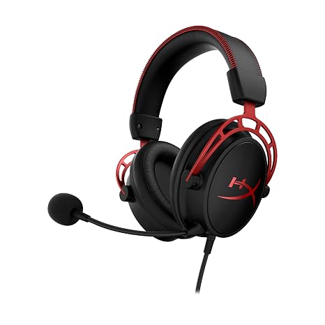 HyperX Cloud Alpha - Gaming Headset, Dual Chamber Drivers, Legendary Comfort, Aluminum Frame, Detachable Microphone, Works on PC, PS4, PS5, Xbox One, Xbox Series X|S, Nintendo Switch and Mobile Red