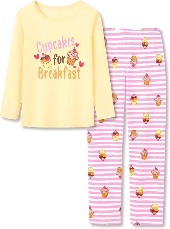 Tebbis Girls' Long Sleeve & Pants Pink Checker Pajamas Size 4T-18