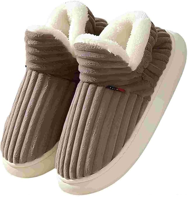 Pluffy Slipper Booties Women Men, Plush Ankle Booties Slippers Warm Fuzzy Comfy House Anti-Slip Thick Sole Winter Slipper