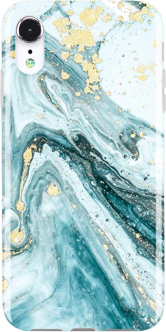 Compatible with XR Case Gold Sparkle Glitter Marble Slim Shockproof Flexible Bumper TPU Soft Case Rubber Silicone Cover Phone Case for XR Blue