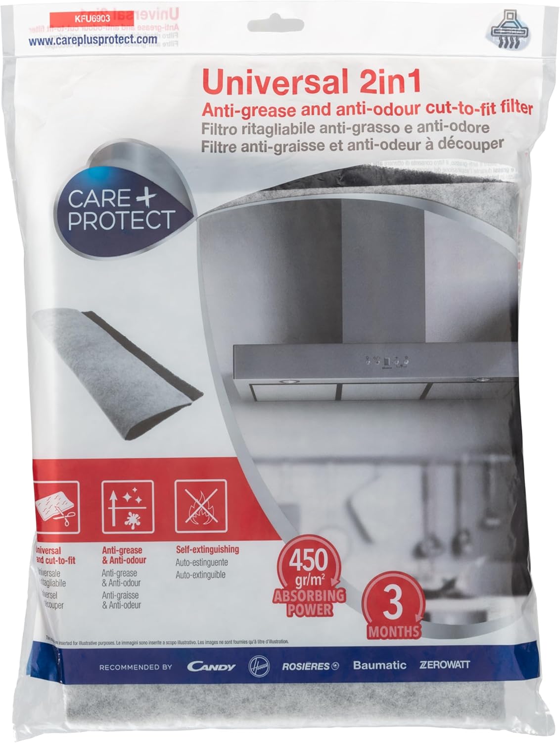 CARE + PROTECT General 2’si 1-in-One Oil and Odor Remover Cuttable Filter
