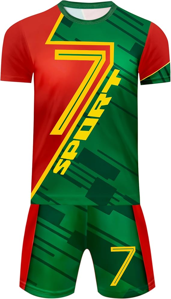 Boys Soccer Jersey Set Kids Football Training Uniform Quick Dry Youth Sports Kit with Shorts Ages 5-12 Future Champion