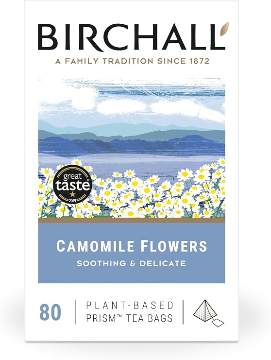 Birchall Tea Bags, Camomile Tea Gift Set, Caffeine Free Tea Bursting with Full Flavour, Perfect 80 Plant-Based Prism Tea Bags