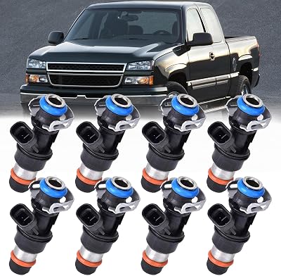 12613411 Fuel Injectors For Chevy Silverado/GMC Sierra 1500 (2010 2011 2012 2013) 4.8L/5.3L/6.0L Flex, For Silverado 2500 Tahoe Avalanche, For Yukon (XL) Savana, Replace #FJ1061 |4 Holes| |Set of 8|