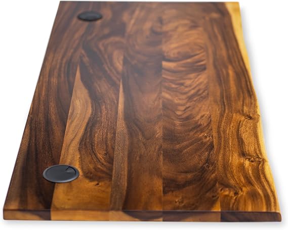 Walnut Solid Wood Desk Top with Cable Grommets, 48x27