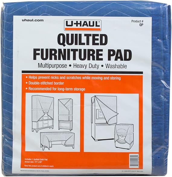 U-Haul Quilted Furniture Pad - Protect Furniture from Scratches, Nicks, and Damage While Moving and Storing - 72" x 80"- 1 Pad (1-Pack)