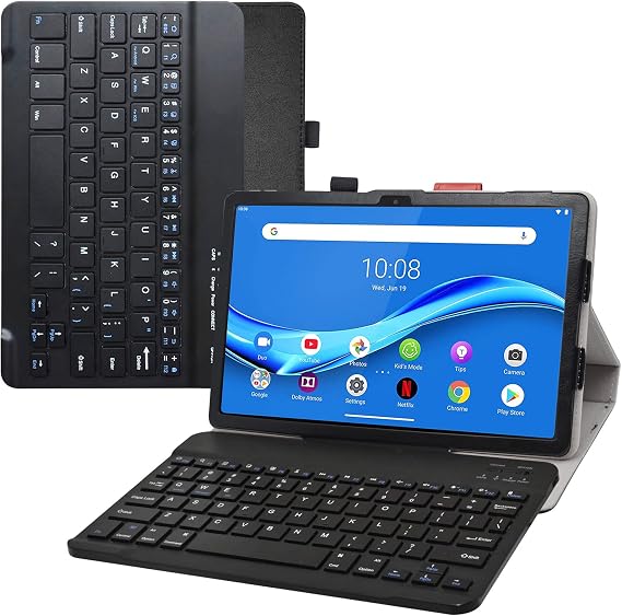 Bige for Lenovo Tab M10 Plus (3rd Gen) Keyboard Case,PU Leather Cover with Romovable Keyboard for Lenovo Tab M10 Plus 3rd Gen TB125FU 10.6" Tablet,Black