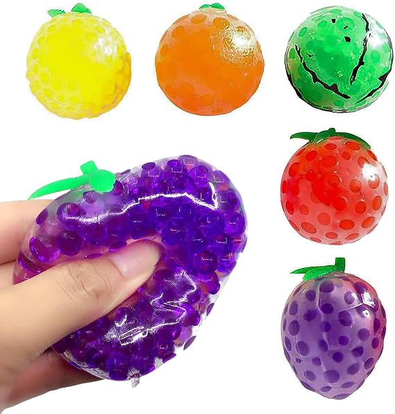 Fruit Squeeze Toy, Stress Relief, Educational Toy, Stress Relief Ball, Intelligence Development, Decompression, Anxiety Relief, Stress Relief, Cute, Washable, For Children and Adults, Set of 5