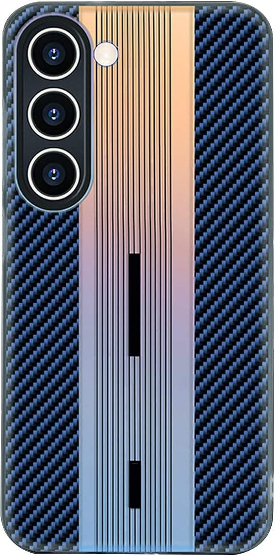 Case for Samsung Galaxy S23/S23 Plus, Carbon Fibre Leather Case with Camera Protective and Gradual Change Design Shockproof Protective Cover,Blue,S23Plus