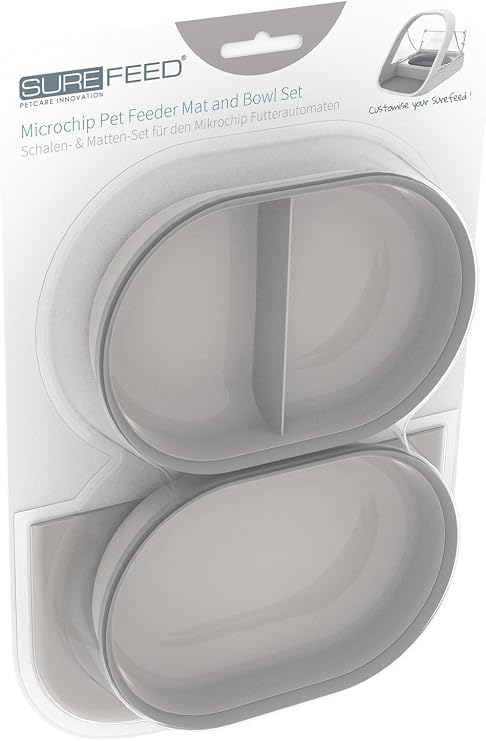 SureFeed Microchip Feeder Mat and Bowl Set, Gray