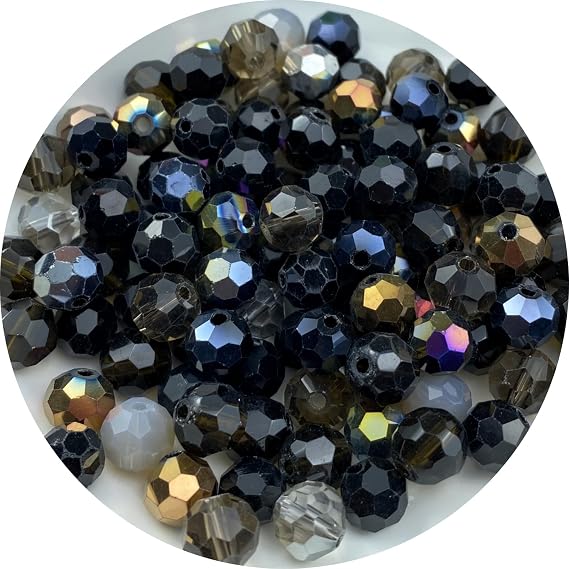 400pcs 3mm Round Crystal Glass Beads Round Faceted Spacer Beads for Jewelry Making Bracelet Earring Necklace Wind Chimes Suncatchers DIY Craft Making Supplies(Black Series)