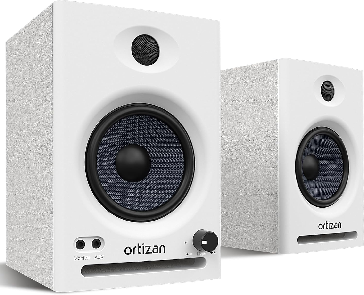 Ortizan C7 Dual-Mode Active Bluetooth 5.3 Bookshelf Speakers, 2.0 Stereo Active Near Field, Studio Monitor Speaker, 30W X 2 Powered TV Speakers, Wireless Computer PC Monitor GamingPair, White