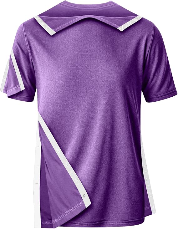 Shoulder Surgery Recovery Shirts Unisex Post Surgery Shirt Left and Right Side Snap Access Recovery T Shirt for Women Men (Small, purple-68)