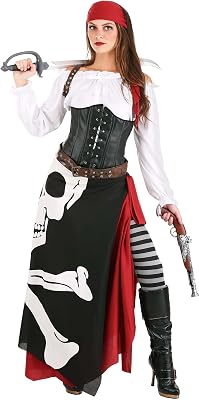 Fun Costumes Womens Pirate Costume | Jolly Roger Flag Dress High Seas Lady Captain Outfit for Halloween and Cosplay