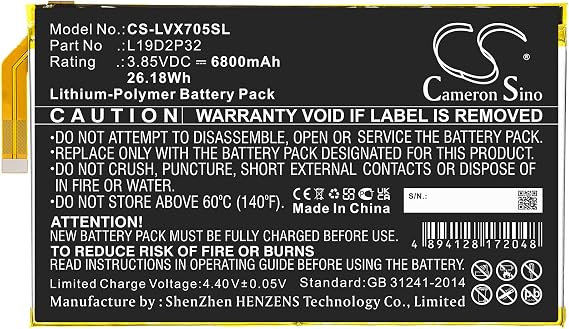 6800mAh L19D2P32 Battery for Leno vo Yoga Smart Tab YT-X705F