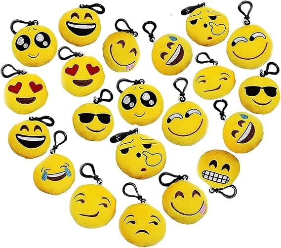 Emoji Keychain Mini Cute Plush Pillow 20 Pieces Emoji Keychain Emoji Party Favors Emoji Keychain Birthday Party Home Decoration Class Reward