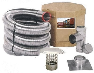 Chim Caps Forever Vent Single-Ply Flexible Chimney Liner Kit - 316-L Stainless Steel - Heavy-Duty Made in The USA - 5.5in x 25ft