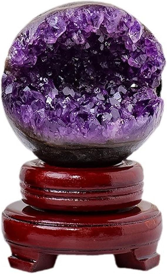 Natural Amethyst Quartz Crystal Cluster Decorative Sphere Ball Druzy Geode Specimen Gemstone Sculpture for Healing Reiki Balancing Energy,400g