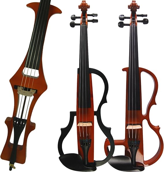Aliyes Handmade Silent Electric Violin 4/4 Full Size Professional Student Violin For Beginner Solid Wood Violin Kit String,Shoulder Rest,Rosin-1804