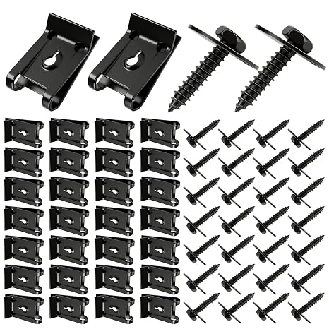 60Pcs M4.2 U-Nut Clips Fender Liner Clips Kit, Multipurpose Body Panel Fastener Clips for Cars Bumper Engine Splash