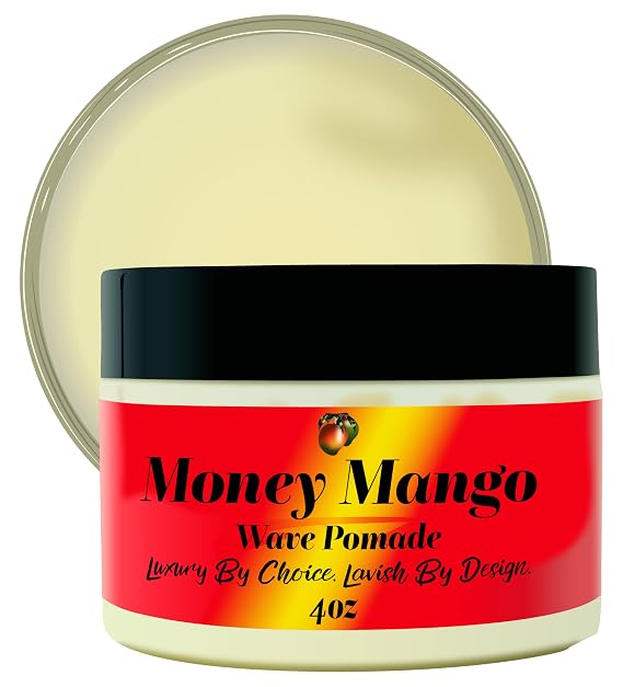 Ultra-Smooth 360 Wave Pomade for Men, Deep Waves, Strong Hold and Shine for Wavy Hair, Shea Butter and Mango Butter, Non-Greasy Formula (Money Mango Pomade, 4oz)
