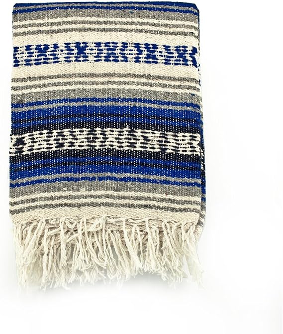 Mexican Blanket Serape colors royal blue, black & white
