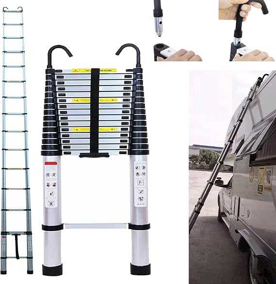 Telescoping Ladder, 20 FT Heavy Duty Aluminum Telescopic Extension Ladder, Portable Extendable Ladder, Multi-Purpose Collapsible Step Ladders for Stairs Home Indoor Outdoor Roof, 330lbs Max Capacity