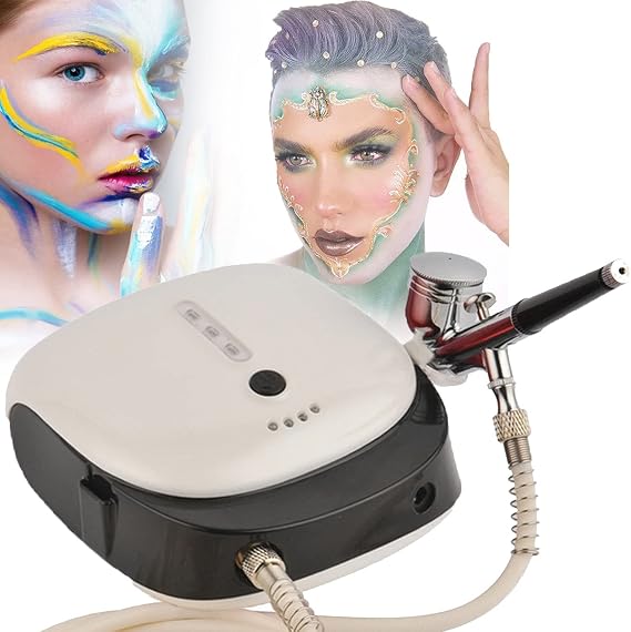 Airbrush Kit,Portable Dual-Action Airbrush Gun,for Make Up,Art Painting,Tattoo,Cake,Manicure,Spray Model (White)