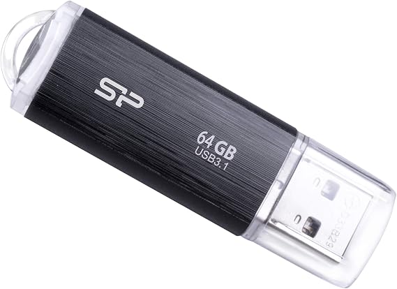 SP Silicon Power Silicon Power USB Flash Drive 64GB USB3.2 Gen1 Hairline Finish Blaze B02 SP064GBUF3B02V1K