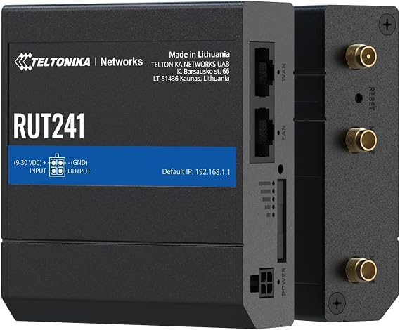 Teltonika RUT241 Industrial 4G LTE Router Compact & Rugged Wireless Router with Ethernet, WiFi, VPN, RMS Support, Remote Monitoring, and IoT Connectivity (RUT241098000)