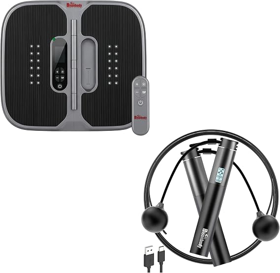 Active Recovery Bundle: Smart Jump Rope with App Tracking + Electric Foot Massager with Red Light, 12 Modes, Rechargeable Set for Cardio Workouts & Post-Workout Relaxation