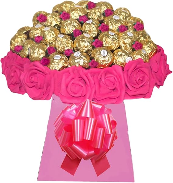 Chocolate Hamper Ferero Roche Bouquet Christmas Pink Red Personalised Gift Box Sweets Candy Present Cadbur (Large)