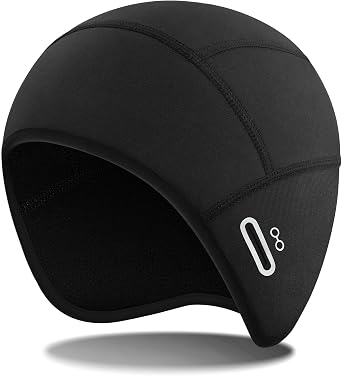 Skull Cap Helmet Liner with Eyeglasses Holes,Ear Warm Cycling Cap,Thermal Head Cap for Men & Women in Winter.