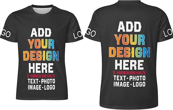 Custom T Shirts Design Your Own for Men, Add Photo/Logo/Text Personalized Tee Printed Pictures Front and Back Print