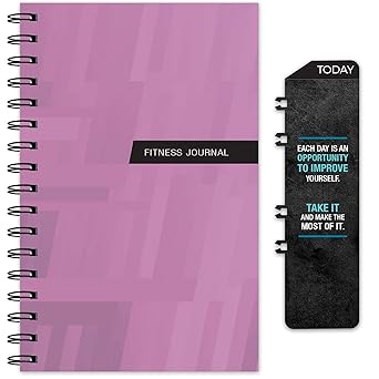 Global Printed Products Workout Fitness Journal Nutrition Planners: Clip-in Bookmark, Sturdy Binding, Thick Pages & Laminated Protective Cover (Purple)