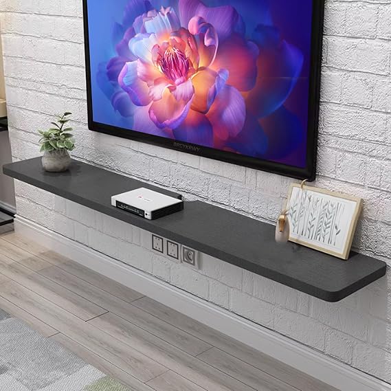 TV Cabinet Wall Mount TV Cabinet, Slate TV Board Float, TV Floating Shelf, Wood Floating Entertainment Center, Wall Mount TV Stand for Small Spaces, Living Room, Bedroom