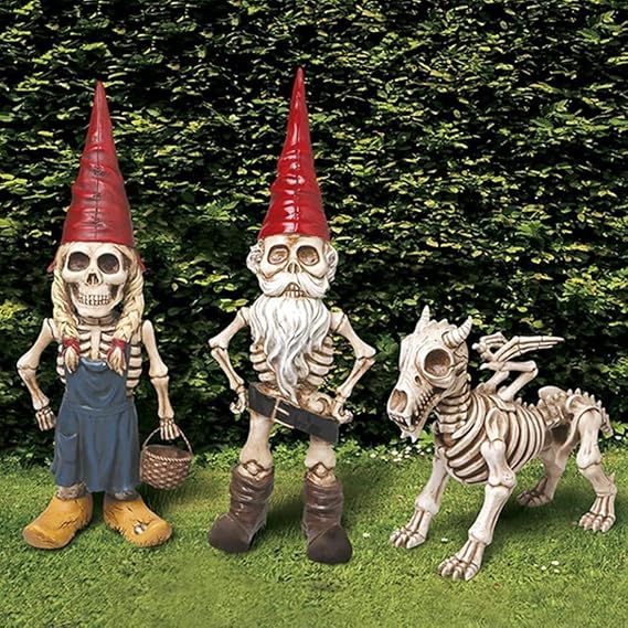 brableewear Skeleton Garden Gnomes Statue Zombie Gnome Sculptures Resin Dwarf Figurines Horror Halloween Ornaments