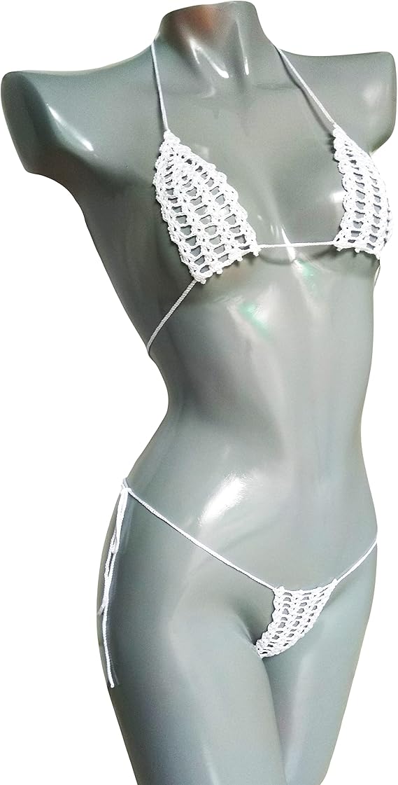 See Through Crochet Extreme Micro G-String Bikini - Sexy Tiny Swimwear - Extreme Micro Design