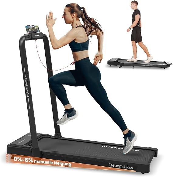 Mobvoi Home Laufband Plus Intelligente KI 3-in-1 klappbares Laufband 25 PS Lauf-und Gehgerät für unter den Schreibtisch LED-Display Lautsprecher große Lauffläche TicSports APP 120kg 12km/h