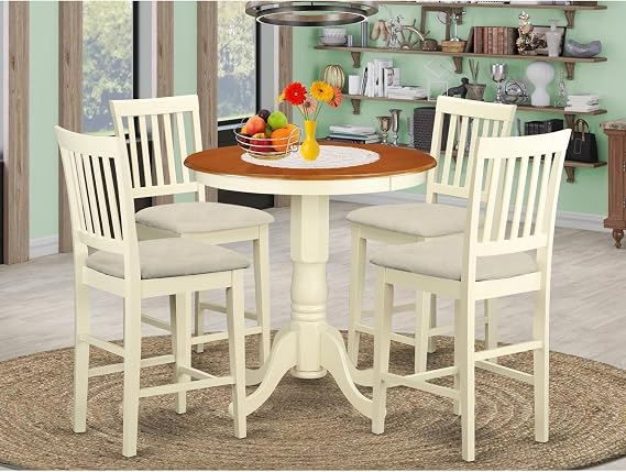 HomeStock Counter Height Dining Set - 5 Piece Table & Chairs - Modern Kitchen Set