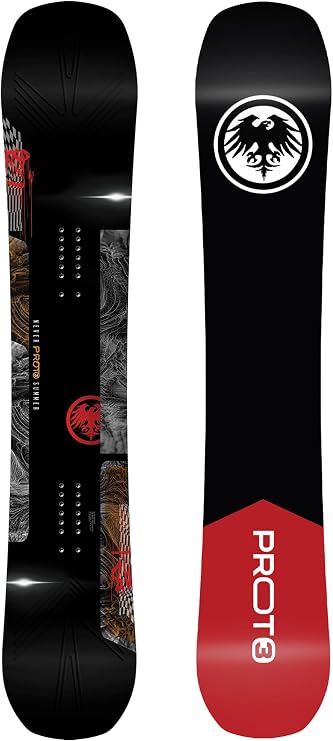 Never Summer Proto Type 3 Men's True Twin Snowboard | Freeride, Flex 6/10, Triple Camber Recurve, Carbon Reinforced, Sintered Base, R.I.P. Edge-Hold, All-Mountain