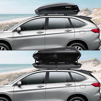 Large Hard Shell Carriers Rooftop Cargo Box with Key Lock 56 L x 30 W x 13.7 H, 13 Cu.Ft, Waterproof Heavy Duty Universal Roof Rack Tool-Free Install, Black