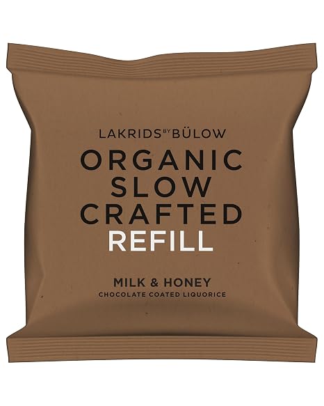 LAKRIDS BY BÜLOW - Milk & Honey Refill - 265g - Slow Crafted Organic Liquorice Wrapped in Chocolate in Refill Bag