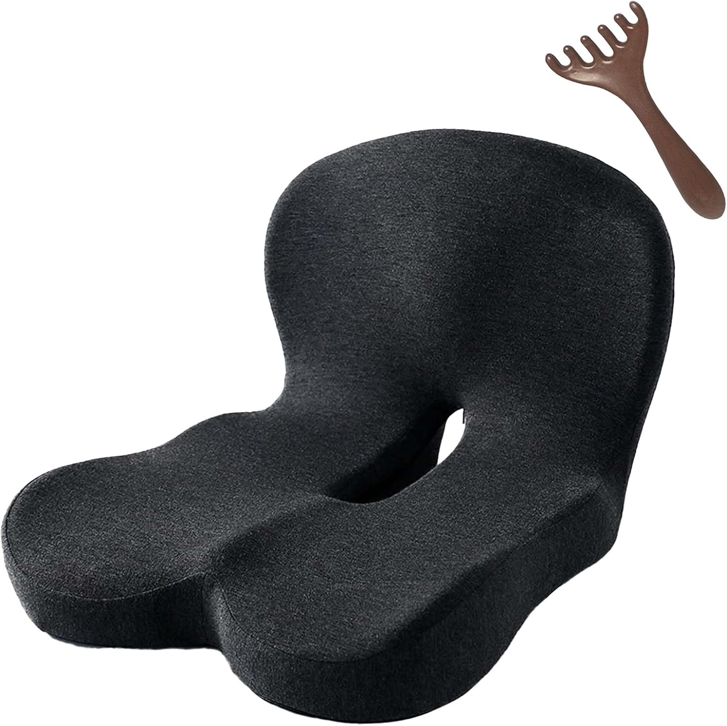 Memory Foam L-Shaped Integrated Seat Cushions, Chair Seat Cushion for Lower Back Tailbone Protection, Non Slip Memory Foam Seat Skin with Back Support, Comfort Ergonomic for Car & Office A