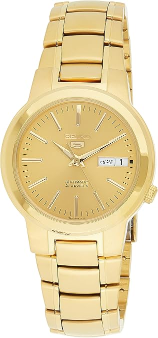 Seiko Men's SNKA10 Seiko 5 Automatic Gold Dial Gold-Tone Stainless Steel Watch